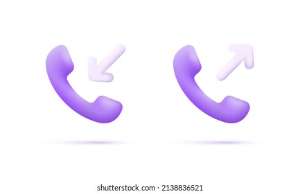 3D phone isolated on white background. Incoming call and outgoing call. Support, business and communication concept. Can be used for many purposes. Trendy and modern vector in 3d style.