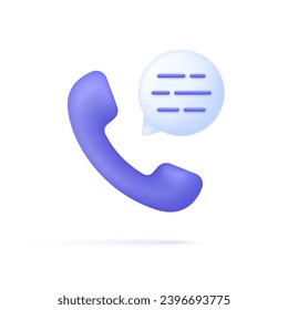 3D Phone with speech bubble and text. Support and communication concept. Trendy and modern vector in 3d style.