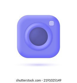 3d photo camera icon in minimalistic cartoon style. vector illustration isolated on white background