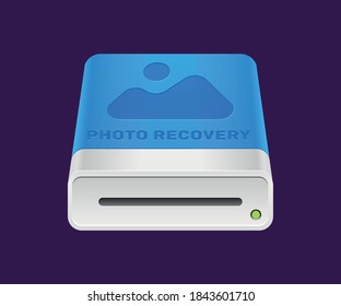 3d photo recovery hard disk icon illustration