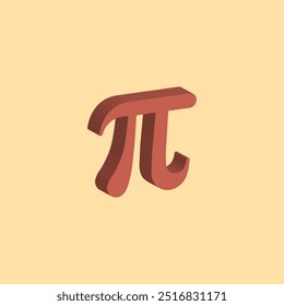 3D Pi Symbol Illustration. 3D Render of Pi Symbol on Minimal Background