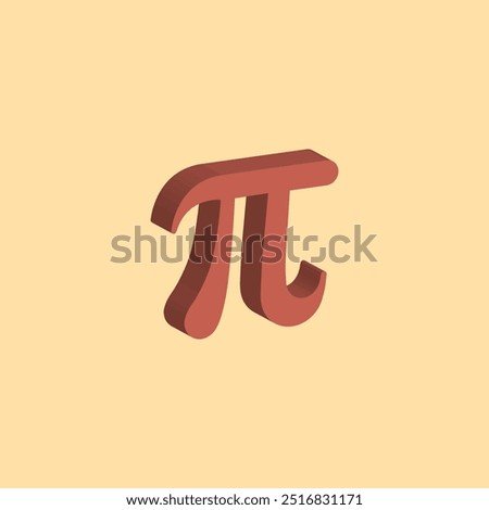 3D Pi Symbol Illustration. 3D Render of Pi Symbol on Minimal Background