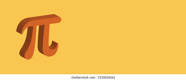 3D Pi Symbol - Mathematical Constant Illustration. Stylized Pi Icon on Mustard Background - Mathematics Concept