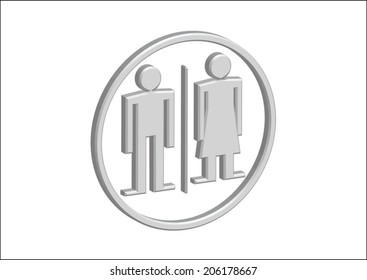 3D Pictogram Man Woman Sign icons, toilet sign or restroom icon