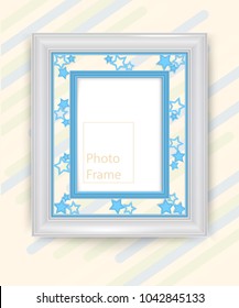 3D picture blue frame design vector for photo or image.