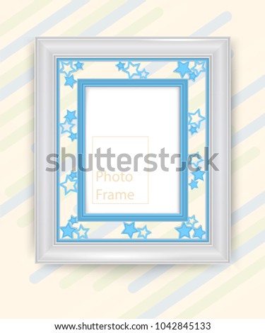 3D picture blue frame design vector for photo or image.