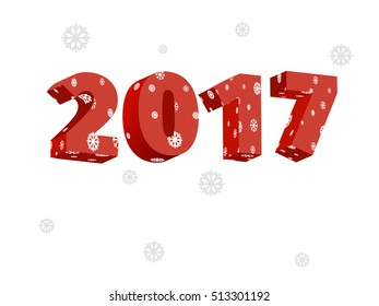 3D picture of date is red and falling snowflakes