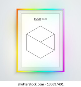3D picture frame design for A4 image or text  eps 10 vector illustration