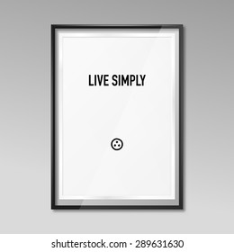 3D picture frame design for A4 / A3 zen poster Live simply  Eps 10 vector illustration