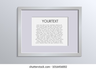3D picture frame design vector for A4 image or text. Colour realistic square empty picture frame on transparent background. Blank white picture frame mockup template isolated on neutral background.