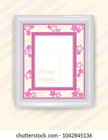 3D picture frame design vector for image or text