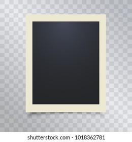 3D picture photo frame design vector for A4 image or text. Foto realistic square empty picture frame on transparent background. Blank white picture frame mockup template isolated on neutral background