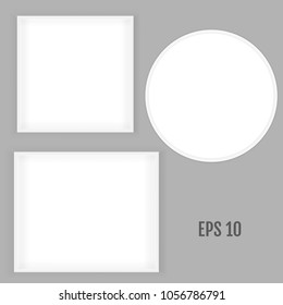 3D picture square and round frame design. Realistic Square Round frame. Design Template for Mock Up. Vector illustration