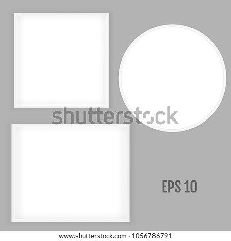 3D picture square and round frame design. Realistic Square Round frame. Design Template for Mock Up. Vector illustration