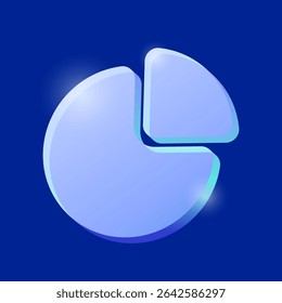 3d pie chart for financial planning or asset allocation investment concept, business management, stock market, fund and capital profit gain economy and tax. Gradient iridescent hologram icon vector.