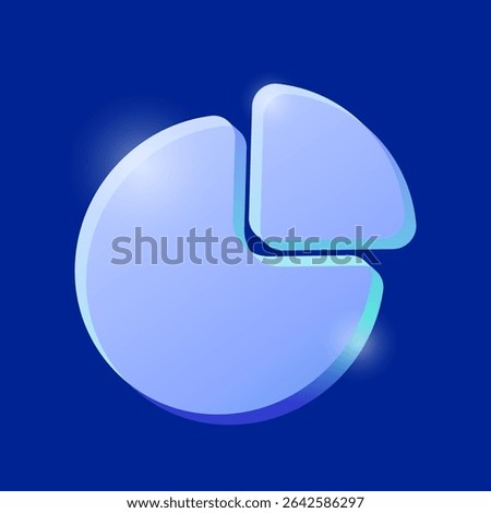 3d pie chart for financial planning or asset allocation investment concept, business management, stock market, fund and capital profit gain economy and tax. Gradient iridescent hologram icon vector.