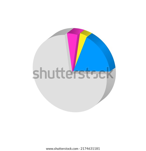 3d pie chart graph is divided into parts.\
Realistic geometric infographic of 4 parts share for business\
presentation, design data finance, report. Business graph template.\
Vector illustration