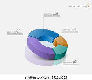 3d pie chart graph. vector illustration.