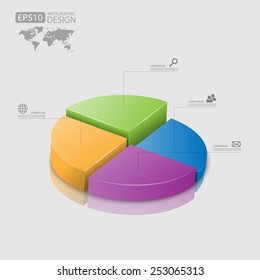 3d Pie Chart Graph. Vector Illustration.