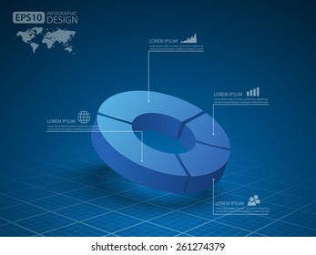 3d Pie Chart Graph. Vector Illustration.