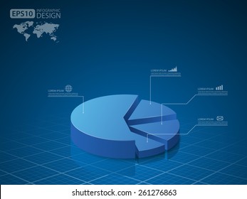 3d Pie Chart Graph. Vector Illustration.