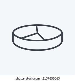 3D Pie Chart Icon in trendy line style isolated on soft blue background