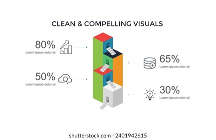 Gráfico tridimensional gráfico gráfico circular, gráfico circular de textura plástica con colores diferentes en ilustración 3d