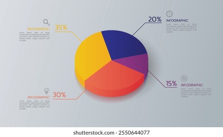 Gráfico de pizza 3D infográfico design de modelo