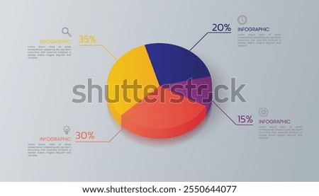 3D pie chart infographic template design