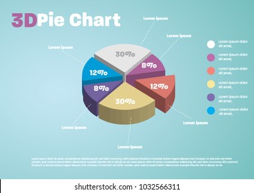 3d Pie Chart Six Pieces