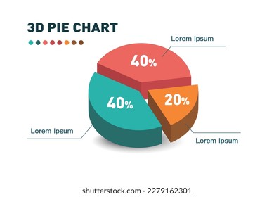 3d pie chart three pieces.Infographic isometric puzzle circular template.report, business analytics, data 