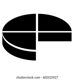 3D Pie Chart vector icon. Flat black symbol. Pictogram is isolated on a white background. Designed for web and software interfaces.