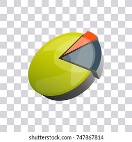 3D Pie chart vector illustration on transparent background