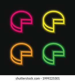 3D-Grafik ohne Quarter-Rahmenlinie Symbol vier Farbe leuchtendes Neon-Vektorsymbol