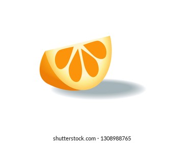 3D piece of vector orange with shadow on white background