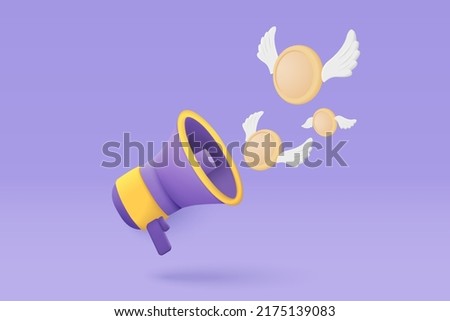 3D pile of money coins and graph with plummeting on mobile phone holding hand. Business failure concept, 3d money representation for finance investment. 3d trading icon vector render illustration Zdjęcia stock © 