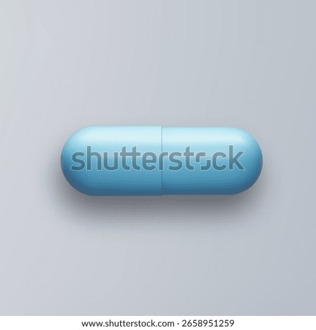 3d pill blue tablet isolated on gray background. Realistic vector medicament illustration