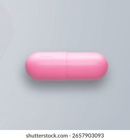 3d comprimido rosa comprimido isolado em fundo cinza. Ilustração de medicamento de vetor realista