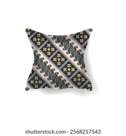 3d pillow realistic ethnic traditional batik motif pattern vector