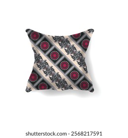 3d pillow realistic ethnic traditional batik motif pattern template