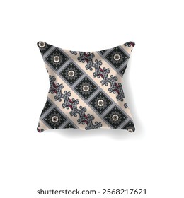 3d pillow realistic ethnic traditional batik motif pattern concept