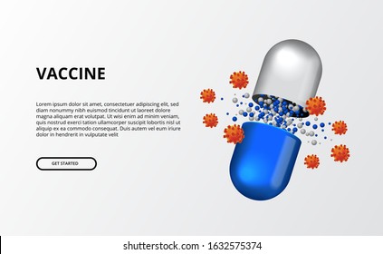 3D pills drugs medicine fight with coronavirus pandemic global virus concept illustration