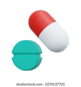 3d pills icon vector. Isolated on white background. 3d pharmacy, medical and healthcare concept. Cartoon minimal style. 3d drugs icon vector render illustration.