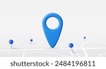 3d pin icon of travel navigation road map marker place symbol or gps pointer route direction mark sign. 3d rendering. Vector illustration