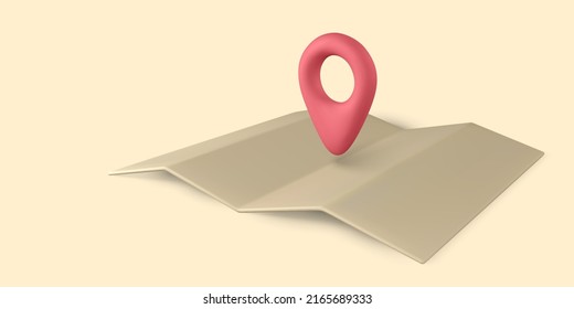 Marcador de punto de anclaje 3d con sombra. Icono de ubicación en el mapa. Ilustración vectorial.