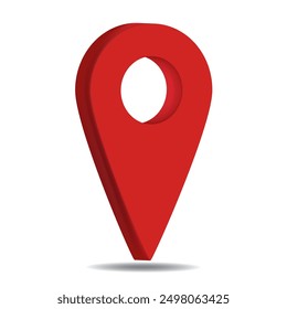 3D Pin Vector. GPS Pointer. Location Icon. Navigation Marker. Red Illustration. Address.