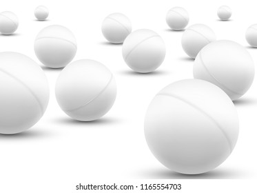 3d ping pong balls set. Vector ping pong club department ball icon.