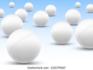 3d ping pong balls set. Vector ping pong club department ball icon.