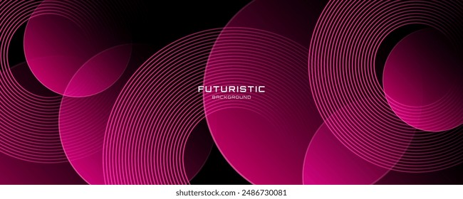 Fondo abstracto rosa 3D superpone la capa en el espacio oscuro con la decoración del efecto de forma de círculos. Concepto moderno del estilo de las líneas del elemento del Diseño gráfico para el Anuncio, el póster, el volante, la tarjeta, la cubierta, o el folleto del Web