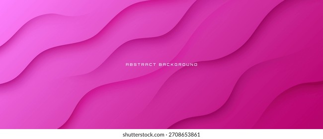 3D pink abstract background overlap layer on bright space with flowing waves effect decoration. Modern graphic design element cutout style concept for web banner, art, flyer, card or brochure cover